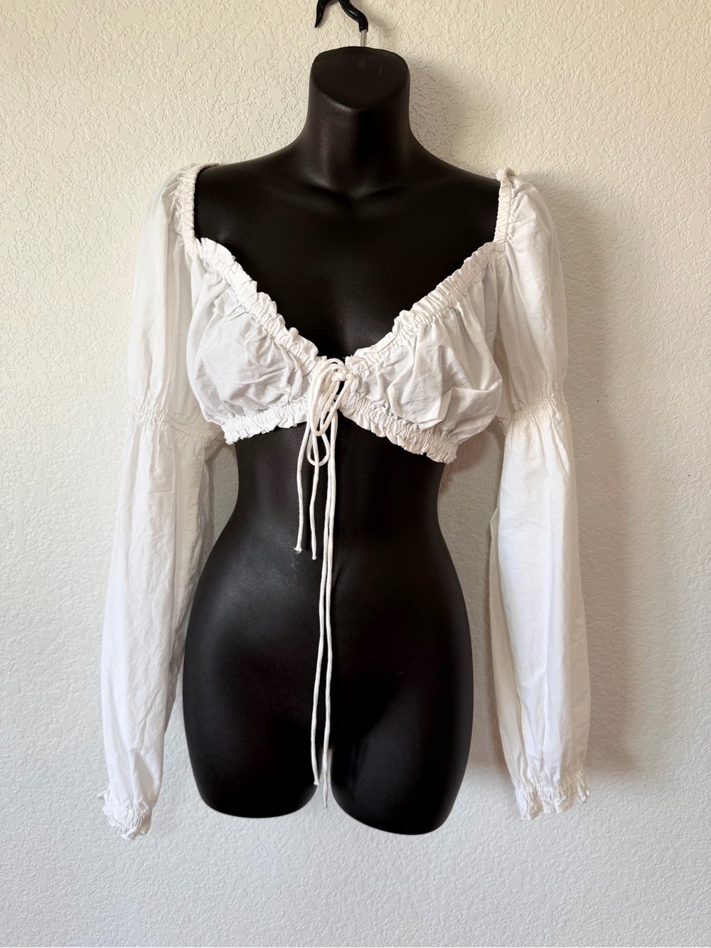 White Tie-Front Milkmaid Crop Top 🤍